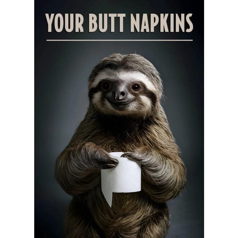 Your Butt Napkins Canvas Painting Panda Cat Raccoon Monkey Pug Poster Prints Funny Toilet Picture Modern for Bathroom Decor