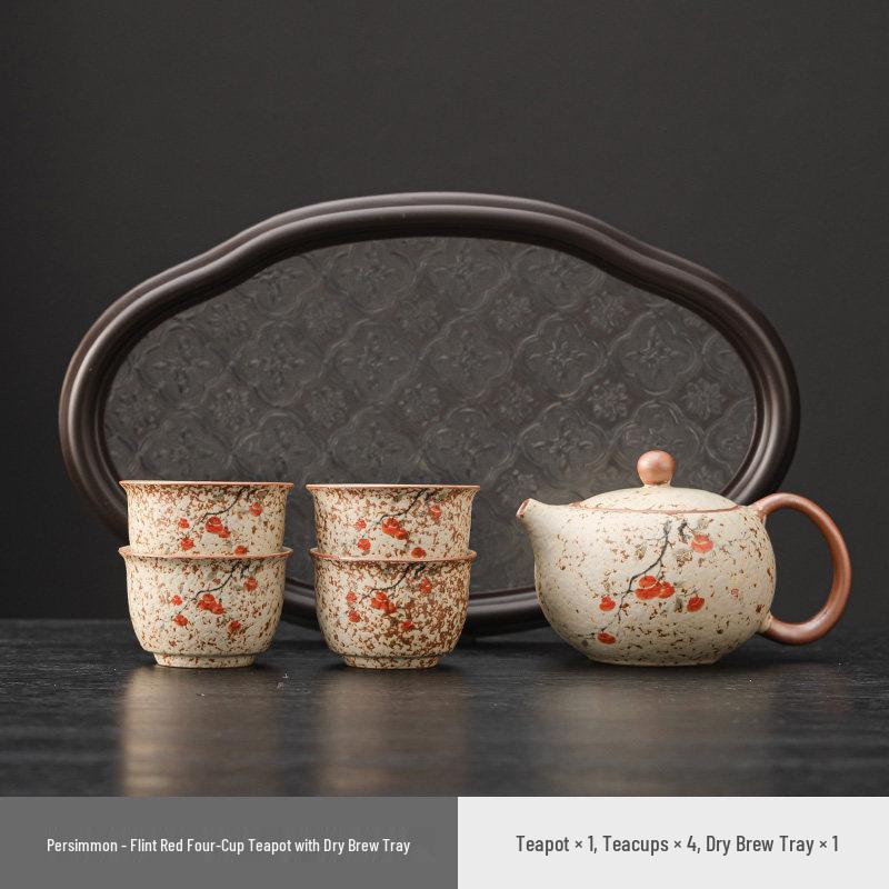 Firestone Gaiwan Tea Set: High-End Ceramic Teapot, Teacup, Handle Kettle for Home or Office Tea Brewing.