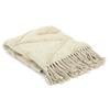 BOHO DECKE Bali-Baumwolle 120x150 BEIGE MIT FRANSEN
