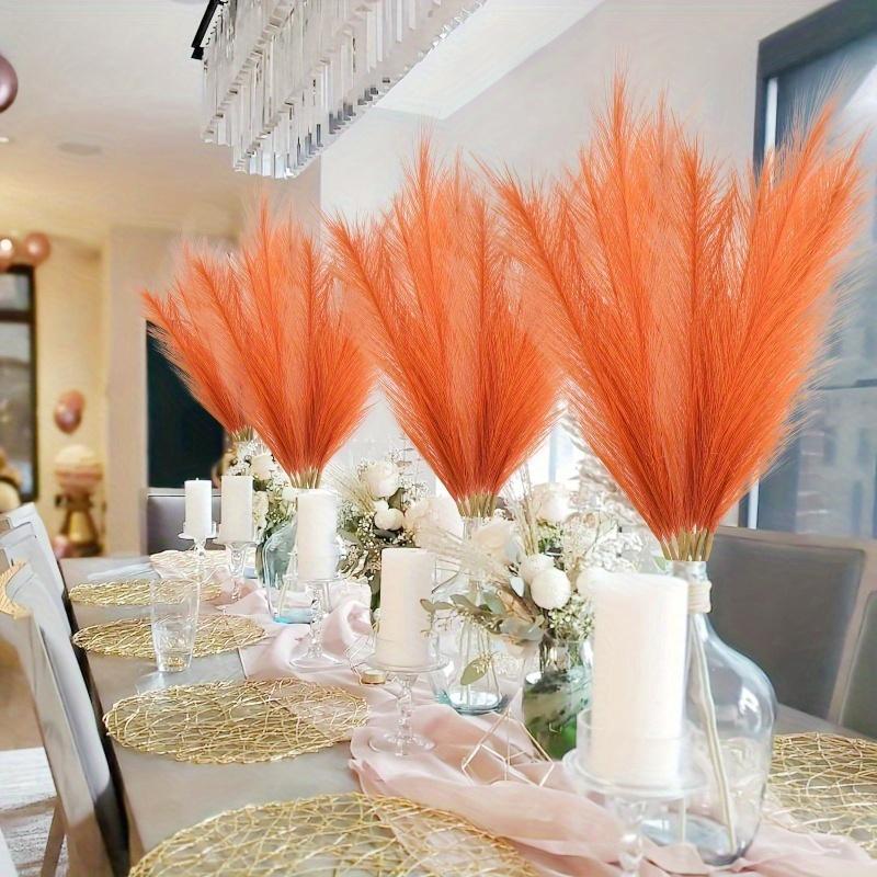 20pcs Vivid Orange Imitation Pampas Grass Set - 22 Inches High for Bohemian Home and Wedding Decor, No Vase Included