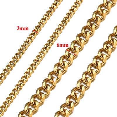 1 Meter Stainless Steel 3mm 6mm No Fade Flat Cuban Figaro Chains Necklaces Findings Bracelets Supplies Jewelry Making Supplies