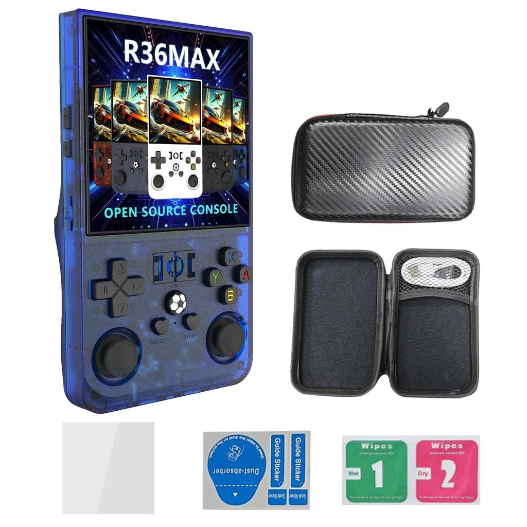 R36MAX 64G 128G Retro Handheld Game Console Linux System 4.0 Inch IPS Screen Portable Video Player Dual Joystick Games Kids Gift