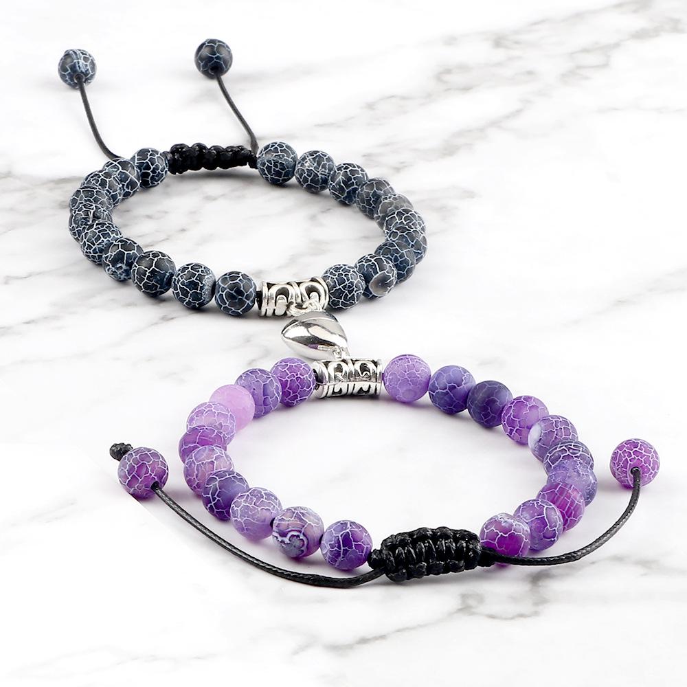 Magnetic Heart Bracelet Pair - Handmade Woven Design for Couples or Best Friends