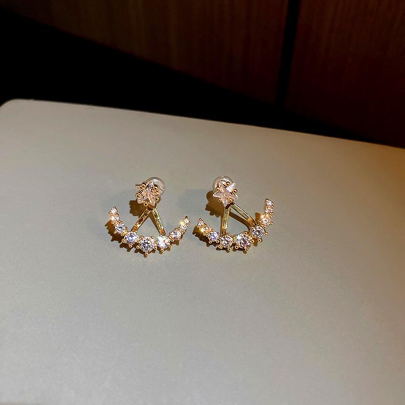 Zircon Women's Earrings 2023 Summer New In Fashion Star Moon Stud Earring Aesthetic Luxury Designer Zircon Wedding Gift