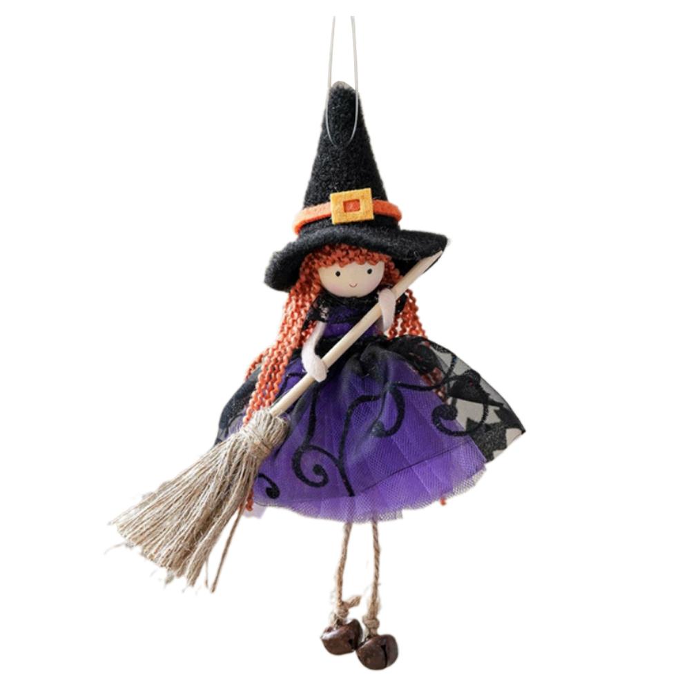 Halloween Ornament Witch Girl Broomstick Angel Hanging Pendant Mesh Silk Design For Christmas Tree Party Festival Decoration