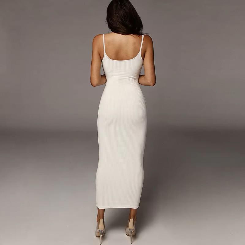 Sexy Skinny Slim Knit Long Dress Spaghetti Strap  Backless Sleeveless Maxi Women Partywear Clubwear Lady Bodycon Elegant Pullover Camisole