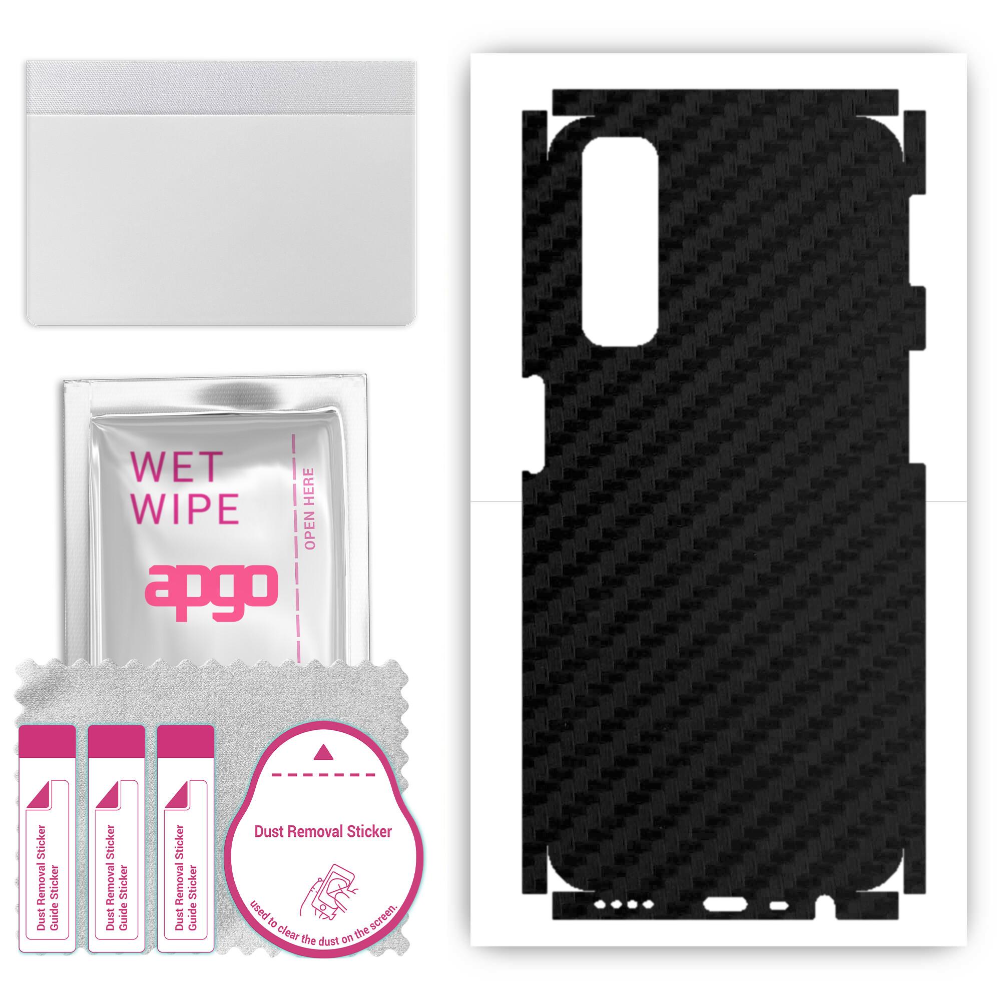 

Apgo Protective Skin Sticker for the back+sides compatible with Realme 7, Full Wrap Film, Foil, Vinyl – Pattern Carbon Black