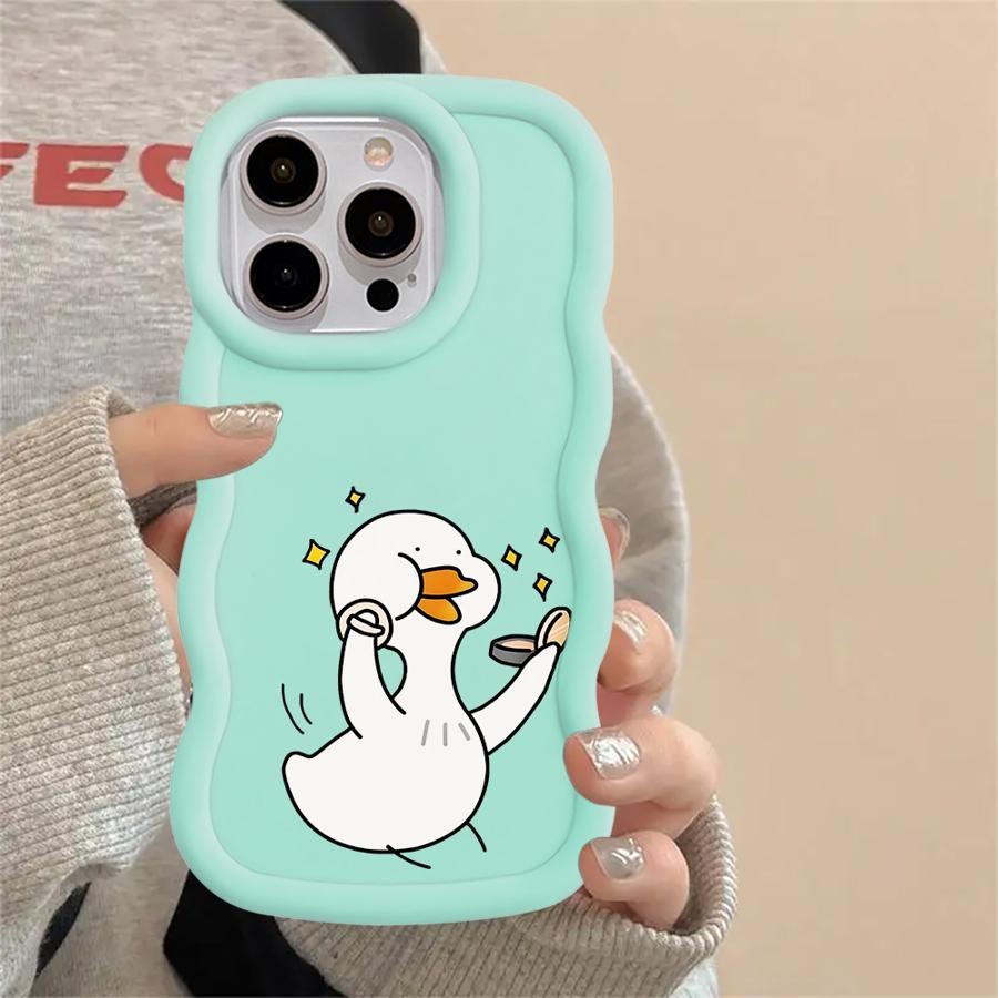 Cartoon-Enten-Hülle für iPhone 14 15 Plus XR 16 Pro Max 12 8 11 17 Air 13 Weiche Handyhülle