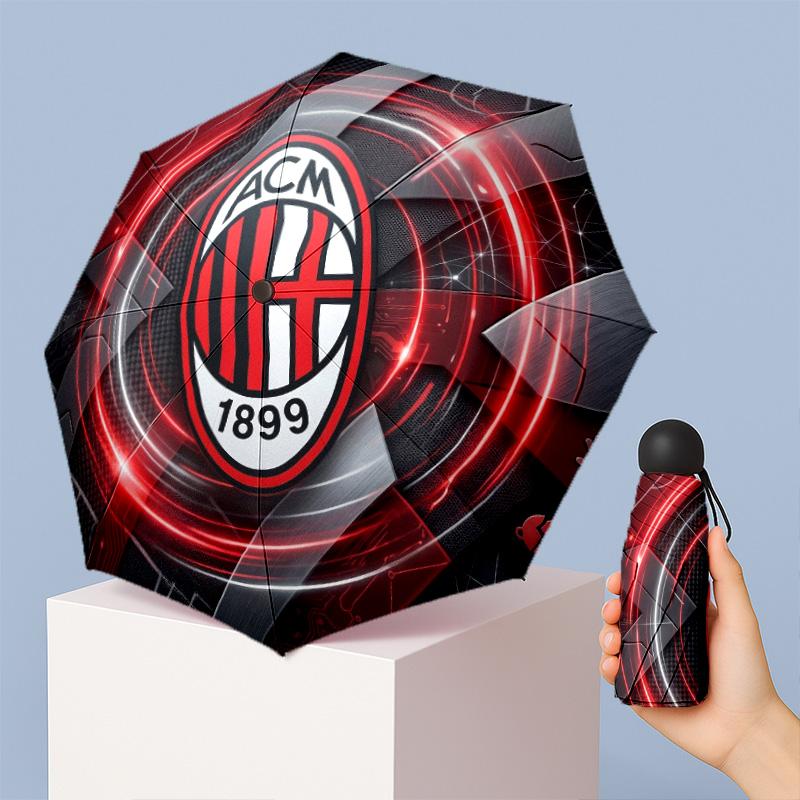 AC Milan Pattern Printed Mini 5 Folds 8 Ribs Compact Umbrella Windproof Waterproof Lightweight Portable Folding