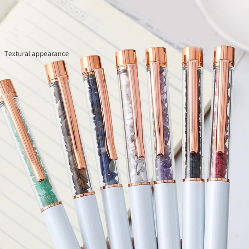 Smooth Writing Gemstones Oil Pen for Office School Students Writing Gift 0.5mm Medium Point Metal Ball Pen Ballpoint Pen