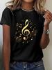 Music Notes Print Graphic T-shirt