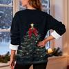 Women's Fashion Casual Long Sleeve Christmas Printed Round Neck Plus Velvet Thickened Sweatshirt