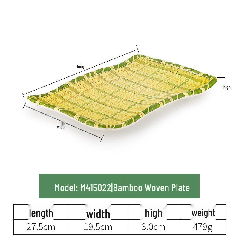 Kreative Melamin-Platte im Bambus-Web-Stil für Hot Pot, Grill und Dessert-Servieren