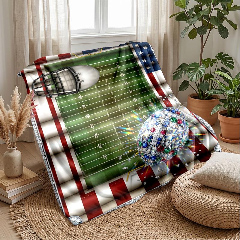 American Football Celebration blanket Personalized Name Flannel Blanket Soft Cozy Plush Throw for Sofa Bed Lightweight Home Decor