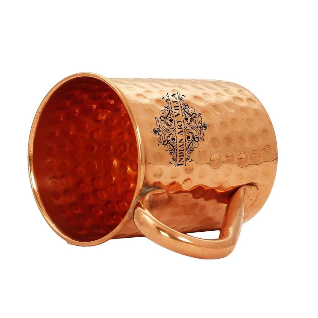 Pure Copper Straight Shaped Hammered Design Moscow Mule Beer Mug Cup, Best for Beer Cocktail Parties, Barware, Volume-415ML