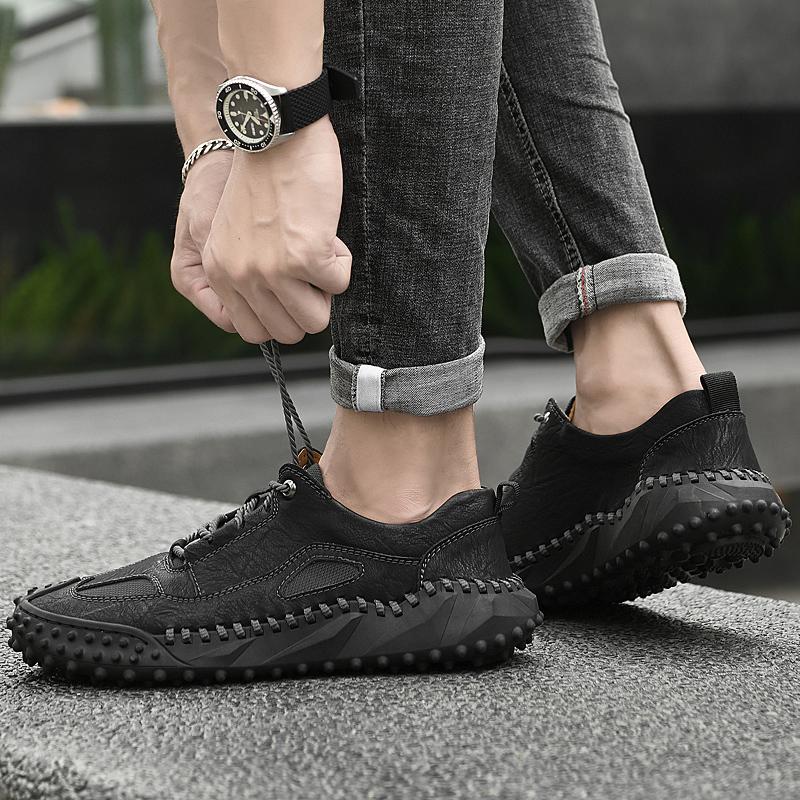 Fashion 2025 Luxury Casual Men Shoes Fashion Comfort Soft Leather Sports Flats Sneakers Versatile Lace-up Outdoor Walking Mens Shoes
