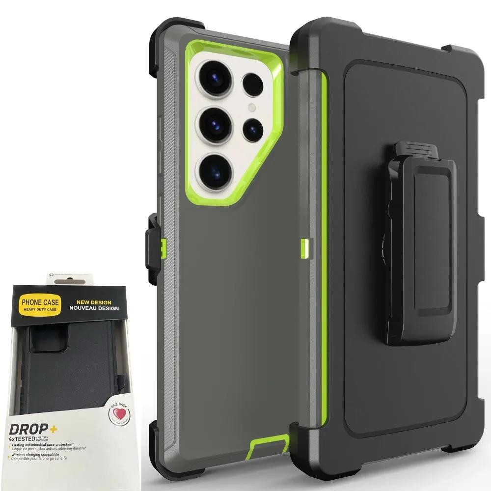 Heavy Duty Defender Series Otther Armor Box Case for Samsung S25 Ultra Plus FE S24 S23 S22 S21 S20 Protect Rugged Cover with Box For Iphone 17 16 Pro