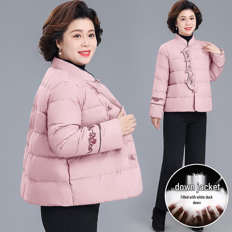 

2025 Chinese National Style Women s Winter Down Coat - Elegant and Lightweight for Middle-Aged Women 2XL (about 140-160 lbs)