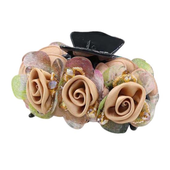 Rutschfeste Kreuzung Zähne Frauen Haar Klaue Blume Perlen Dekor Schleife Bad Haar Klaue Styling Werkzeug