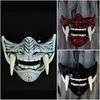 Djävulskrigare Hannya Halvansikte Latexmask Halloween Kostymrekvisita Skräckinjagande Cosplayrekvisita