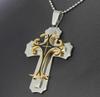 Elegant Cross Pendant Necklace Silver Stainless Steel Chain Crucifix For All Genders