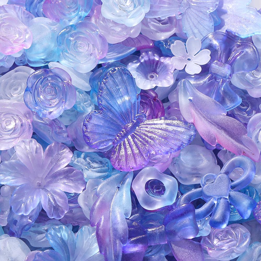 20g/Lotto Perline Miste Foglie Fiori Farfalla Perline Distanziatrici Acriliche per Creazione Gioielli Braccialetti Fai da Te Accessori Forniture