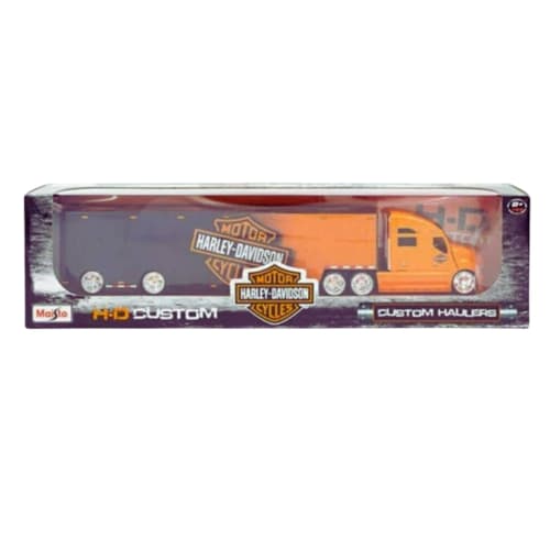 Maisto 1/64 Scale Trailer Truck Harley-Davidson Custom Orange Diecast Model Car 11516 (ORANGE)