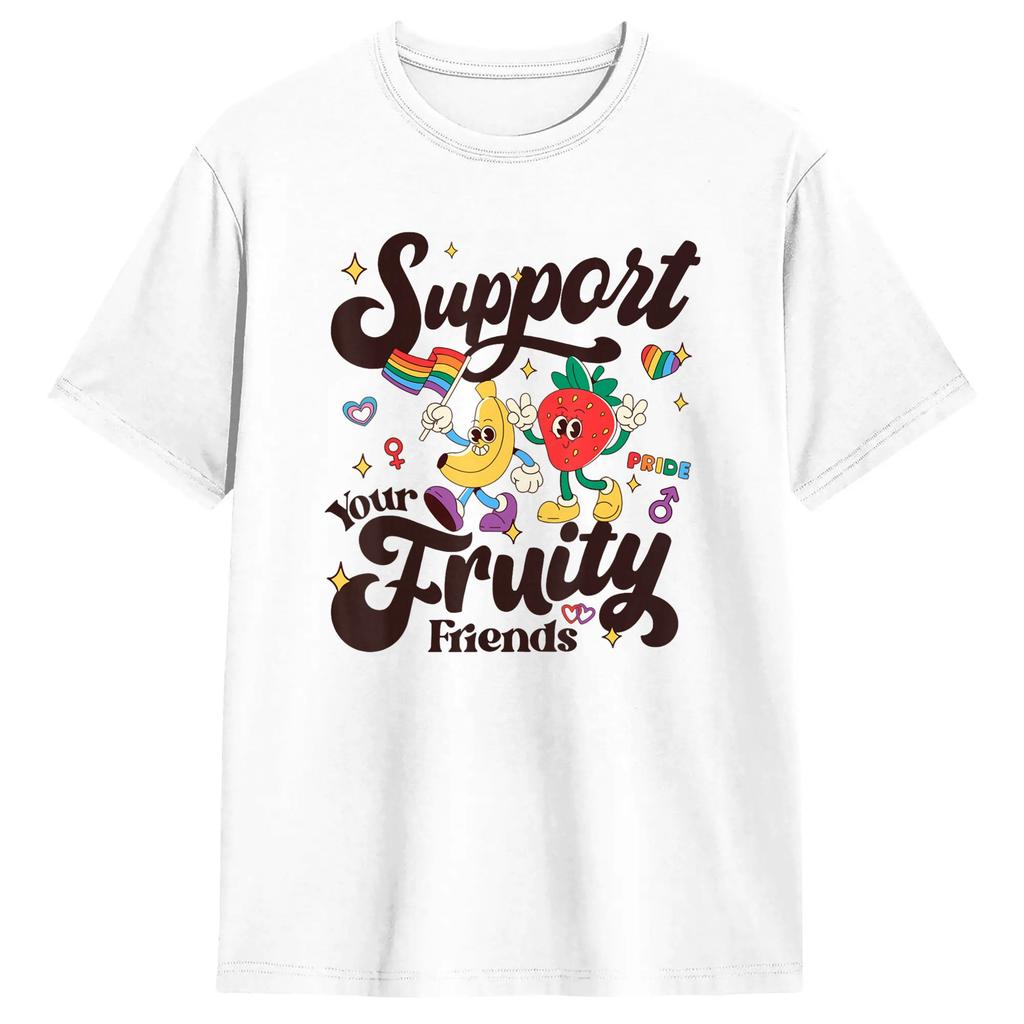 Support Your Fruity Friends Lgbtq Tolerance Rainbow Flag T Shirt Unisexs Classic Tshirts Summer Crew Neck Harajuku Tee Shirt