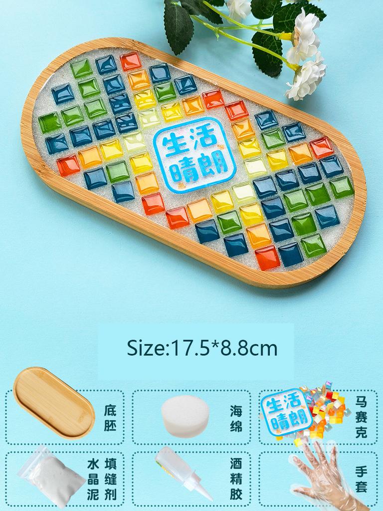 Bamboo Mosaic DIY Coasters Handmade Creative Material for Cup Mat Placemat Mosaic Crystal Craft Tool Kit Kids Gift