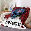 Foo Fighters Skull Floral Art Flannel Blanket Super Soft Warm Cozy Blanket for Sofa Bed Office Travel All‑Season Home Decor Gift