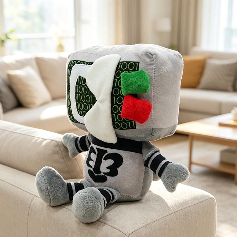 2 Pcs Cute Robot Plush Dolls Soft Stuffed Cartoon Figures Collectible Plushies Decorative Ornaments For Kids Birthday Holiday