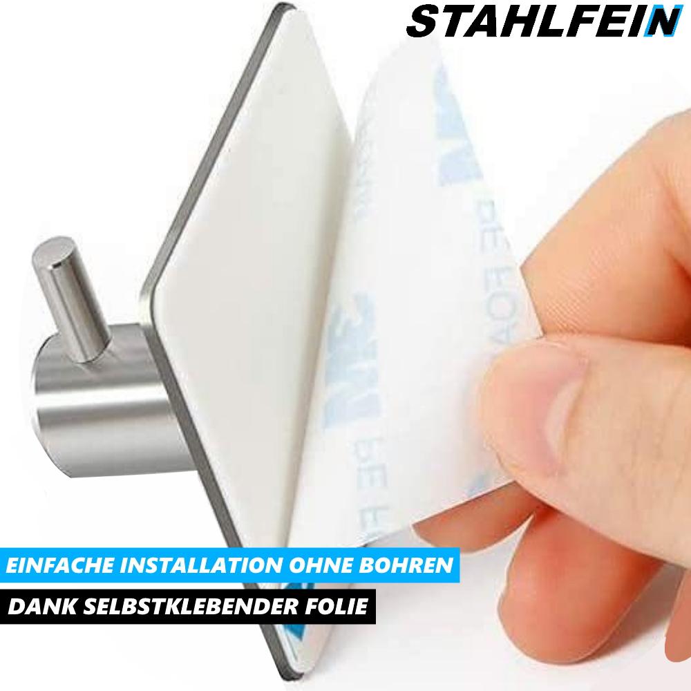 STAHLFEIN Towel Holder Towel Hook Stainless Steel Self-adhesive Set of 4