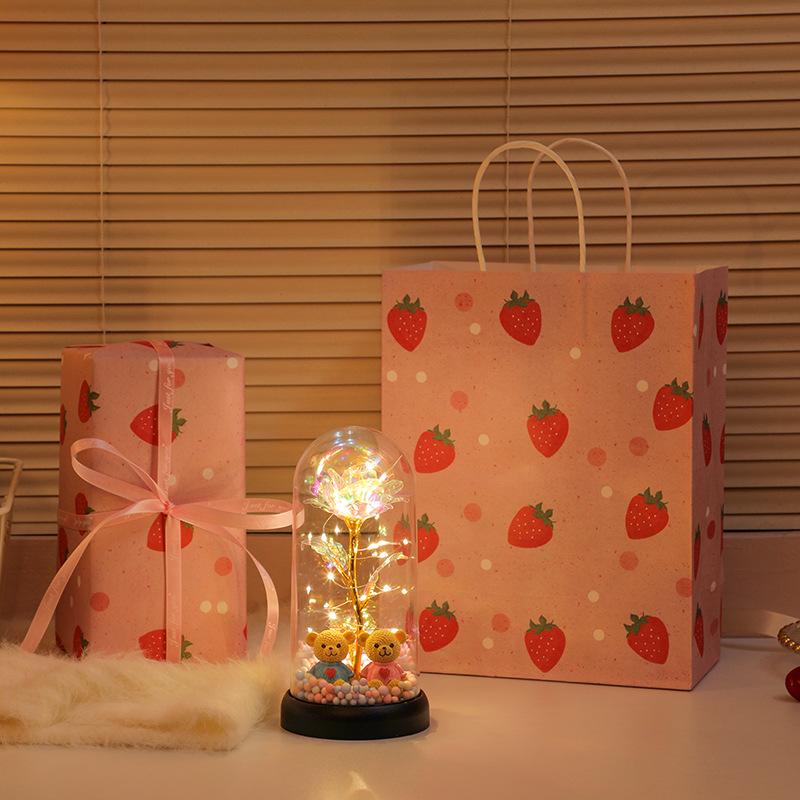 Romantische Rosenstrauß-Nachtlampe - Konserviertes Blumenornament für den Valentinstag oder das Qixi-Fest