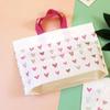 50pcs Clothing Handbag Solid Plastic Frosted Shopping Bag Double Sided Printing Peach Heart Checkered with Bottom Packaging Sack