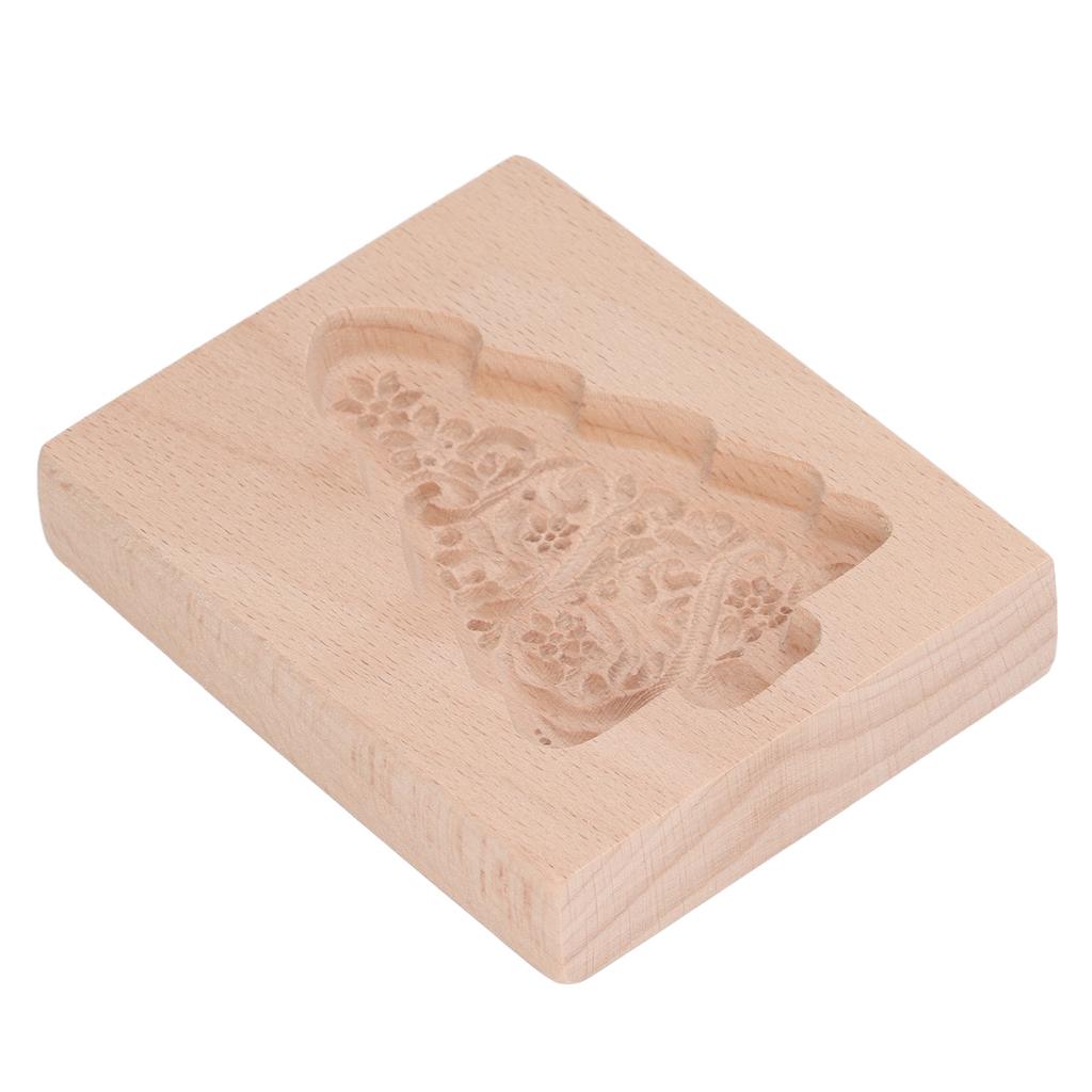 Carved Wooden Cookies Cutter Mold Kitchen Gingerbread Biscuit Press Stamp Embossing Mould Christmas Tree Shape