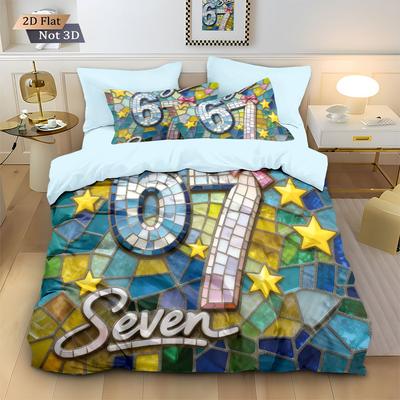 3Pcs Glass Painted 67 Element Printed Coreless Duvet Cover Set Multi Size Bedroom Bedding Holiday Decoration Machine Washable