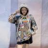 Women's Heavy-Duty Hooded Cartoon Print Sweater, Autumn/Winter 2025, Thickened Loose Knit Top in Lazy Style.