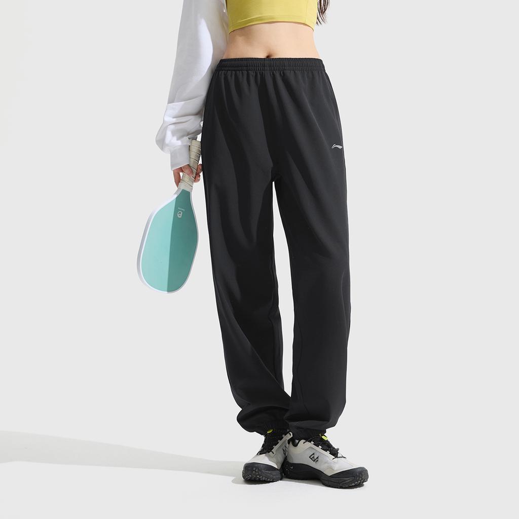 Li Ning Fitness Series Casual Comfortable Versatile Sports Long Pants Women Bottoms Black AYKV488-1