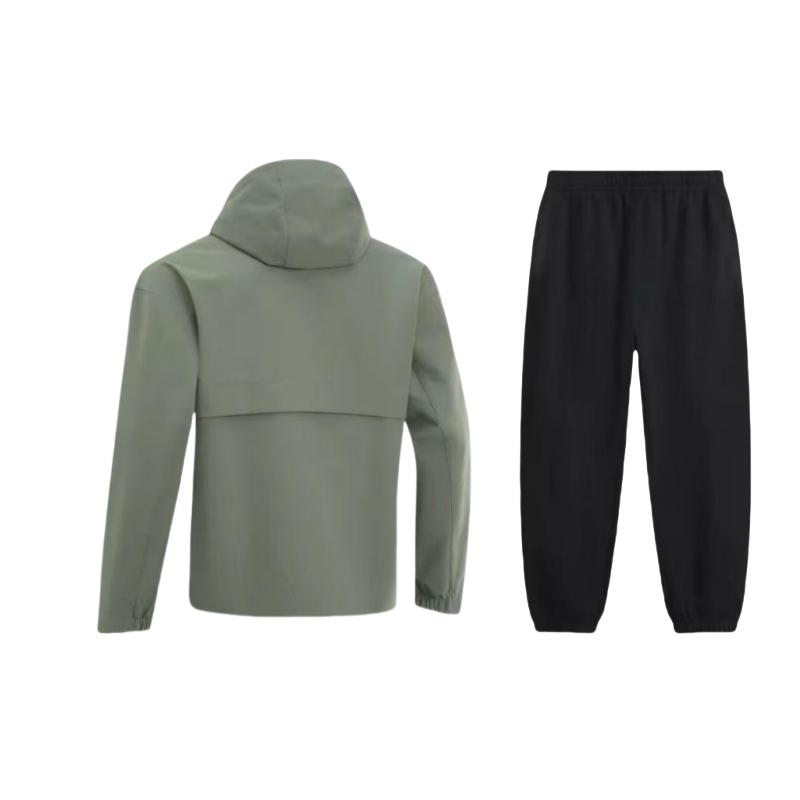 Li Ning Windproof Hooded Letter Print Long Sleeve Jacket And Comfortable Long Pants Casual Sports Suit Unisex Sportswear AFDU951-4+YKLU208-1