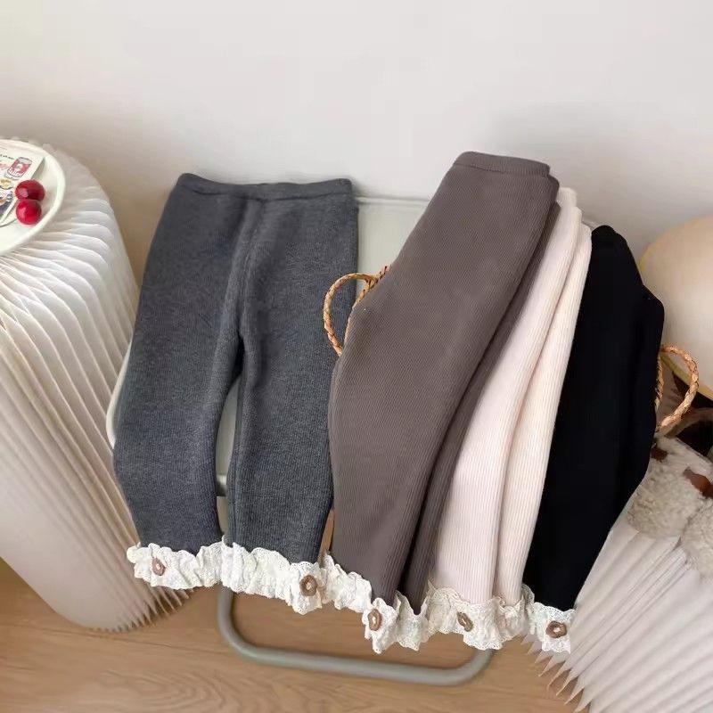 Baby Girls Thermal Leggings Spring Autumn Winter Kids Lace Flower Cute Simplicity Tight Trousers Children Skinny Pants