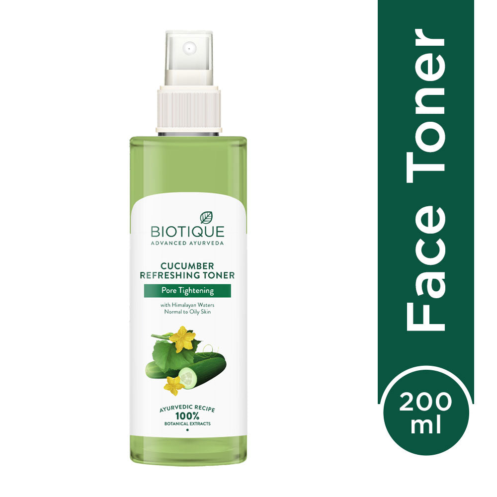 Biotique Cucumber Pore Tightening Toner 200ml | Ayurvedic Botanical Extracts | Skin pH Balance | For Oily & Normal Skin
