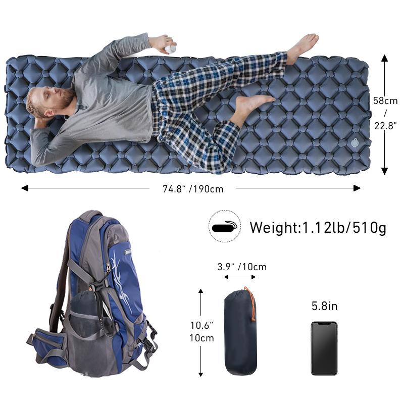 WESTTUNE Camping Sleeping Pad Ultralight Inflatable Mattress Portable Outdoor Air Cushion Sleeping Mat for Travel Hiking