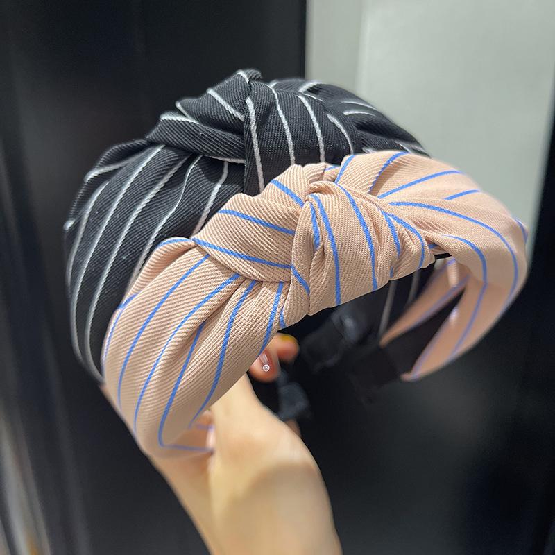 Mode Dam- och Flickrandigt Hårband med Mittknut för Damers Dagliga Casual Hårbyglar Accessoar