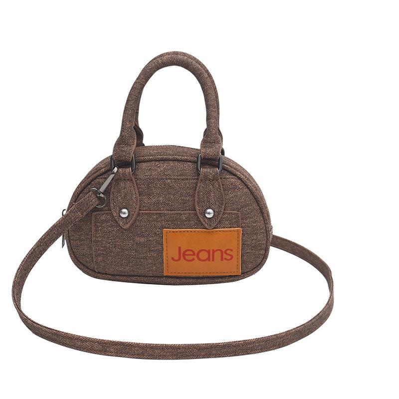 Personalized niche design casual portable denim style bowling bag female versatile commuter messenger bag bag