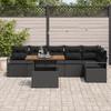 Ensemble de Canapés de Jardin 7 Pièces avec Coussins Rotin Poly Noir Acacia, Canapé de Jardin 2 Places avec Coussins Rotin 3349722