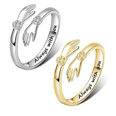 Worte-Umarmende Hände Offener Ring Freundschaftsschmuck Geschenk Verstellbare Antike Ringe