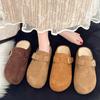 Thick bottom inner height increase velvet bag head Birken slippers women's 2025 new autumn and winter retro one-pedal Birken slippers
