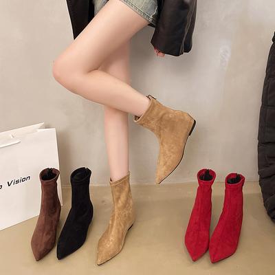 Moda 2025 Otoño Invierno Botines de Punta Fina para Mujer Diseñador Vintage Zapatos de Tacón Bajo Fino Modernos Botas Cortas Zapatos de Mujer