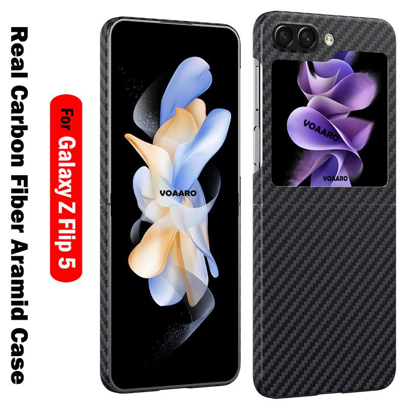 

Матовый чехол из натурального углеродного волокна для Samsung Galaxy Z Flip 5 4, ультратонкий и легкий чехол из настоящего арамидного волокна для ZFlip5, защитный чехол For Galaxy Z Flip 4 чёрный