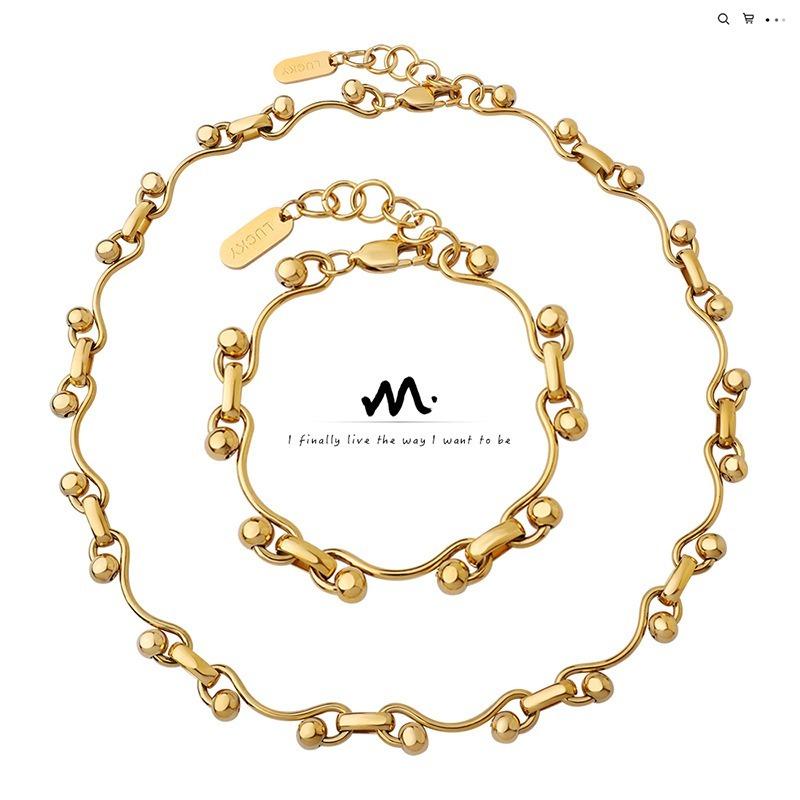 Spicy Girl Layering Jewelry Set - Interlocking Chunky Chain Necklace